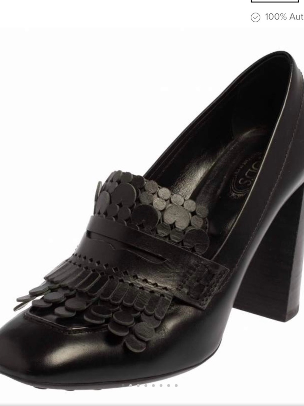TOD'S Black Scalloped Leather Court Pumps! LIKE NEW! Size 6! LEATHER - Picture 6 of 6
